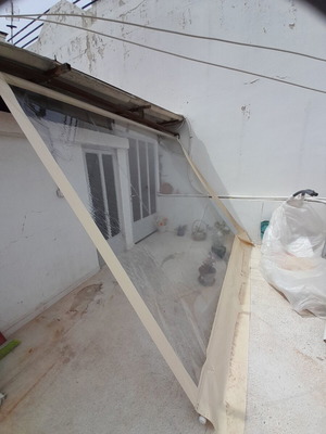 Nylon transparent awning like new, 2.5m height 3.3m length
