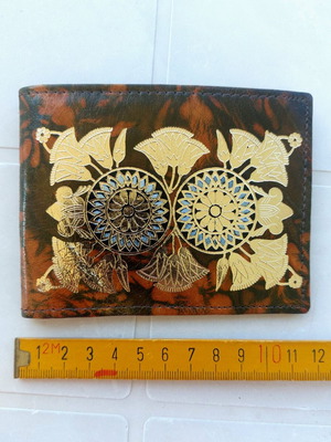 Vintage men's wallet A To Z Greek, like new, brown with gold Egypt design