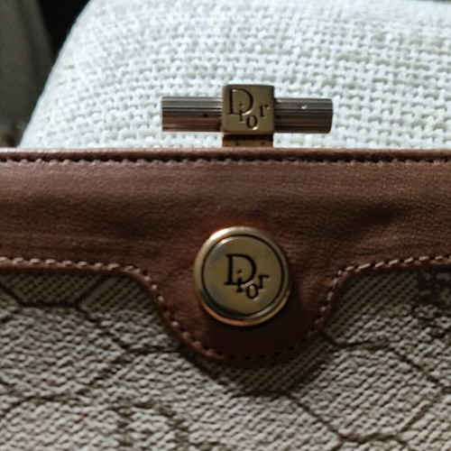 Christian Dior vintage beige honeycomb coin case wallet like new
