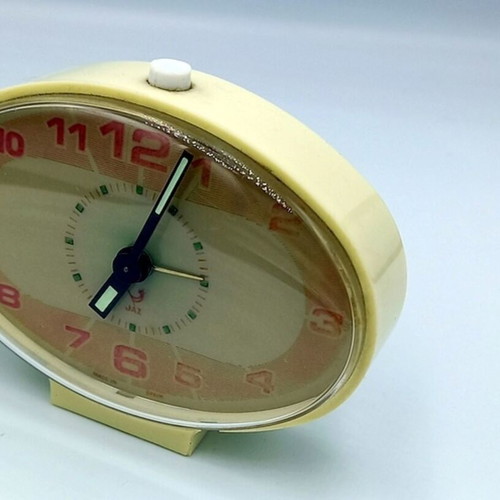 Vintage JAZ analog alarm clock tabletop like new, beige