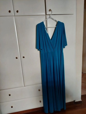 Maxi dress Parabita turquoise with crossover neckline like new