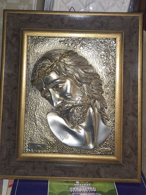 Embossed silver icon of Jesus Christ L.Chiriko like new