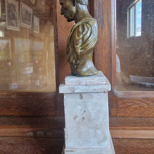 Bronze bust of Caesar on polymer marble pedestal