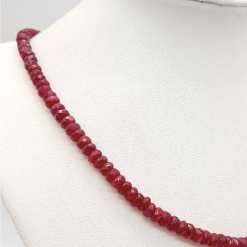 Ruby necklace 135 carats, new, silver clasp 925