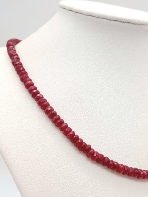 Ruby necklace 135 carats, new, silver clasp 925