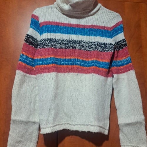 Knitted turtleneck sweater white with stripes size S/M like new