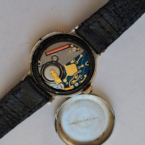 Favre Leuba Quartz watch used, black and gold, leather strap