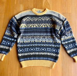 GIPSY Vintage men's jacquard sweater with Scandinavian pattern, size Large