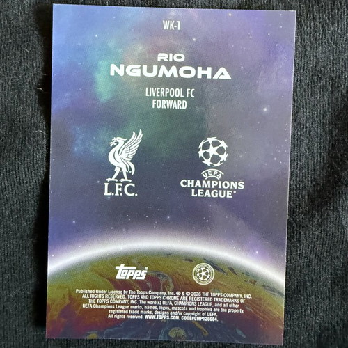 Rio Ngumoha Wonderkids Rookie Silver UCC Chrome 2025/26 Liverpool new