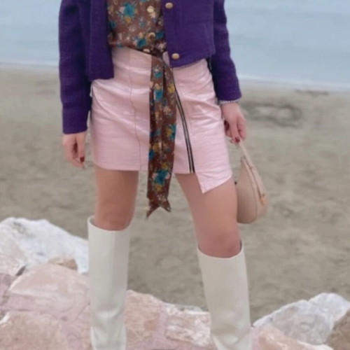 Croco skirt pink Bershka like new
