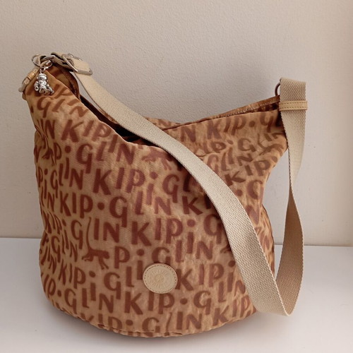 Kipling shoulder bag used, beige and brown crossbody