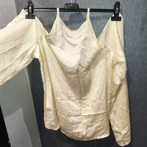 Yellow off-shoulder blouse new, satin-like fabric, size XL-XXL