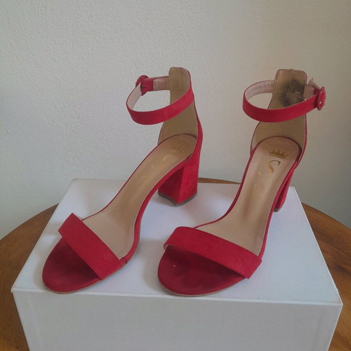 Suede red sandals used No.37 with leather insole