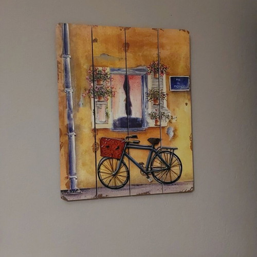 MDF frame with 3D metal bicycle like new