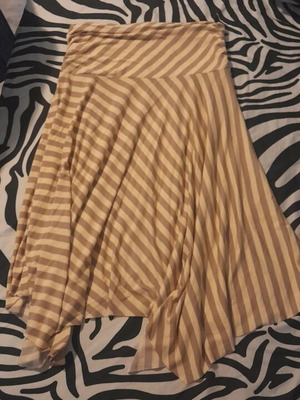 Asymmetrical striped midi skirt new collection, yellow beige and brown