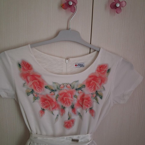 Evita Official Girls' Dress with Bolero like new, white and coral
