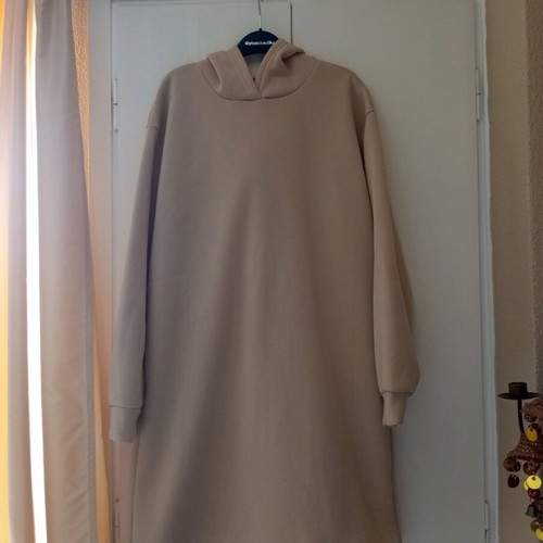 Beige dress with fleece lining and hood new