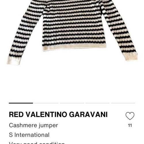Valentino Garavani 100% cashmere sweater used, white and blue