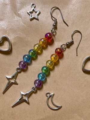 Pride earrings handmade from scratch, multicolor and silver