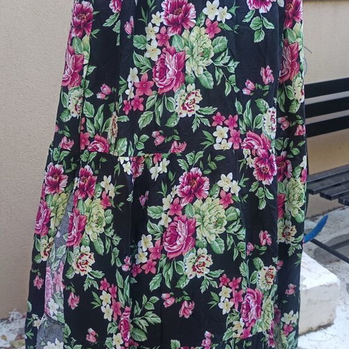 Floral Cotton Long Skirt new, size S/M with side slit and elastic waist