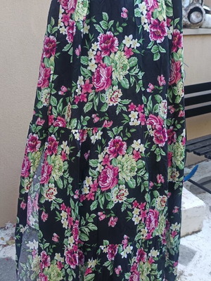 Floral Cotton Long Skirt new, size S/M with side slit and elastic waist