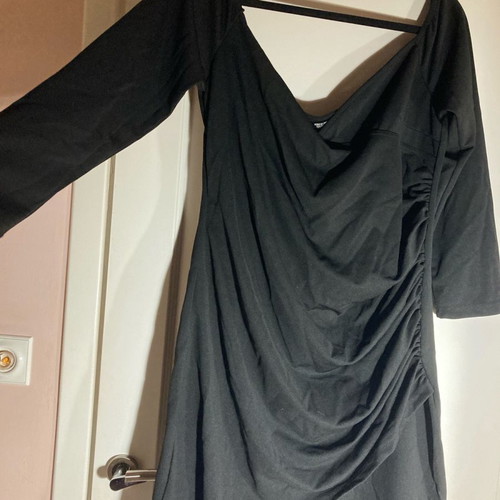Plus size draped dress with crossover chest, unworn