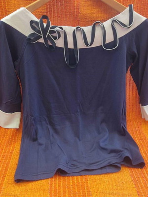 Navy women's blouse used, size Small, blue