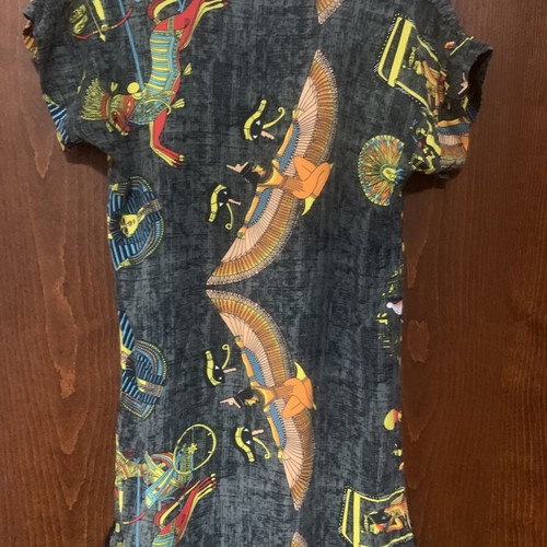 Pareo short beach dress with Egyptian designs like new, multicolor