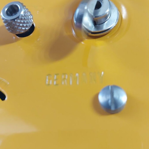 Peter vintage metal alarm clock mustard color new in box 60s