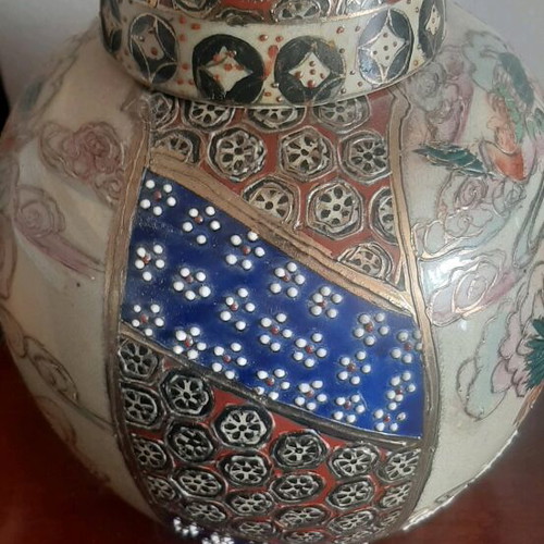 Satsuma vases used, hand painted, sizes 17 and 23 cm