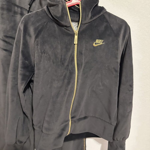 Nike Sportswear kids velour tracksuit set, charcoal and gold, size S
