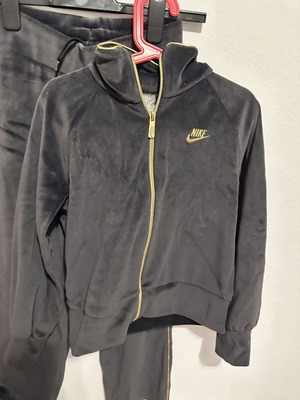 Nike Sportswear kids velour tracksuit set, charcoal and gold, size S