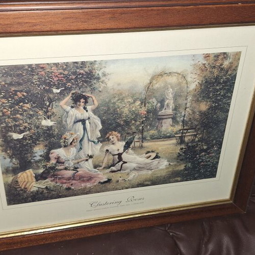 Vintage engravings set of two with wooden frames and glass, like new