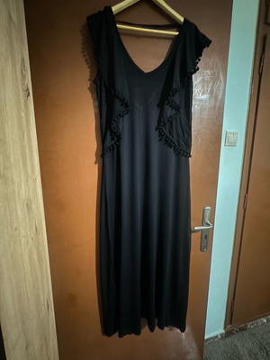 Γυναικείο maxi φόρεμα Gianni Rodini μαύρο σαν καινούργιο με βολάν και ανοιχτή πλάτη