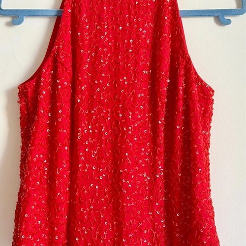 Raxevsky Exclusive Vintage Red Beaded Sequin Halter Top Size S like new