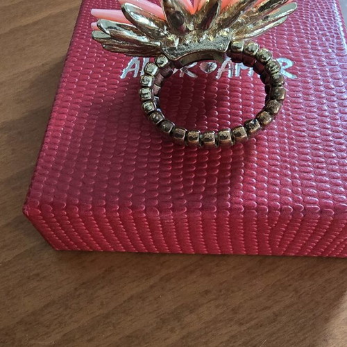 Flower ring adjustable, like new, pink and gold