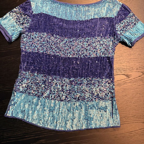 Evening blouse with strass size 44 EU like new, blue