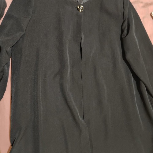 Women's black coat large with free black evening clutch, like new