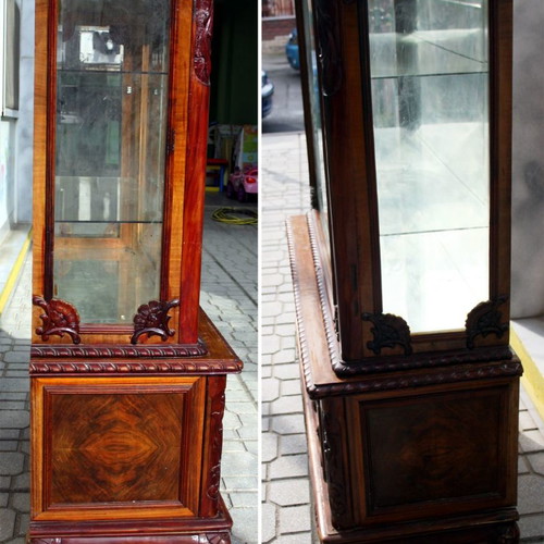 Display cabinet used solid carved wood with lion feet