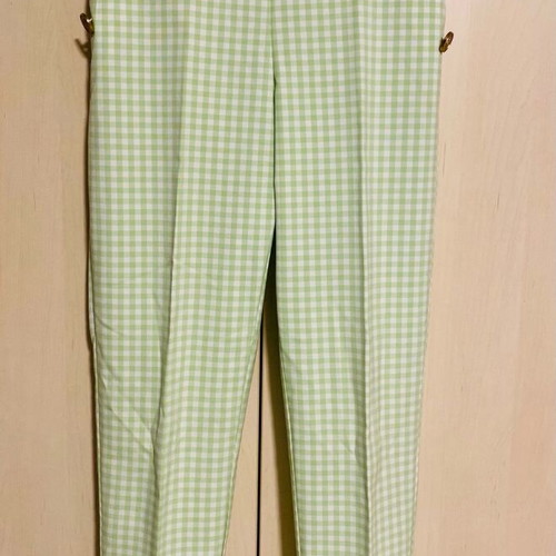 Vichy pants Zara like new, white and green, high waist
