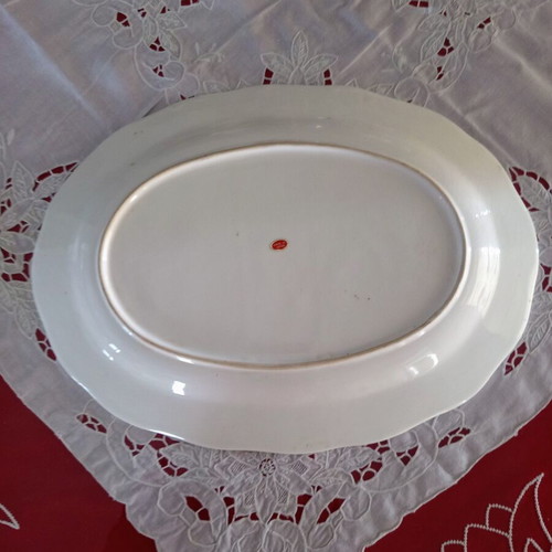 Oval serving platter used, blue and white porcelain Made in Japan