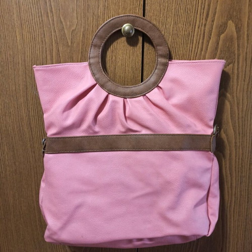 Veta bag used coral with brown details handheld