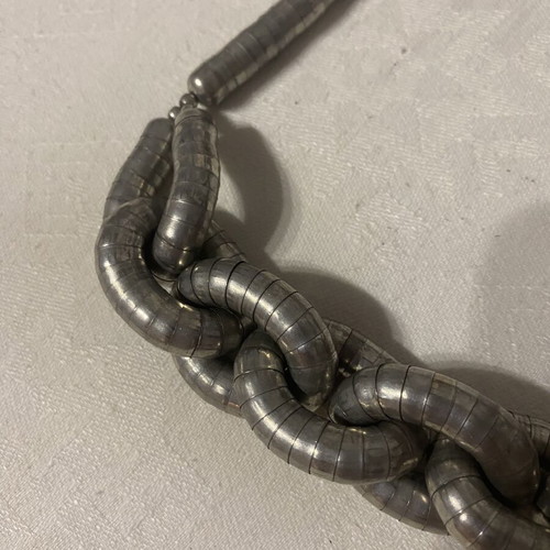 Chunky Statement Necklace silver metal, like new