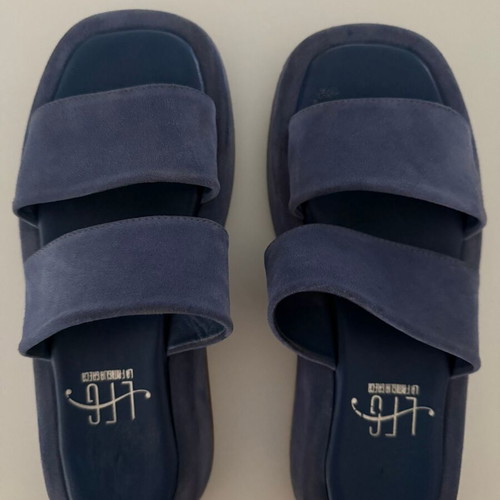 Tsitsivas Cobalt Blue Leather Flatform Mules Size 40 Used
