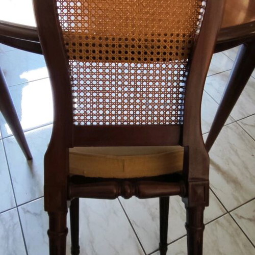 Varagki dining chairs used, set of 6 with velvet seat