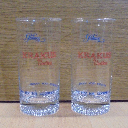 Krakus Vodka set of two promotional glasses like new