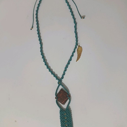 Handmade macrame necklace multicolored new