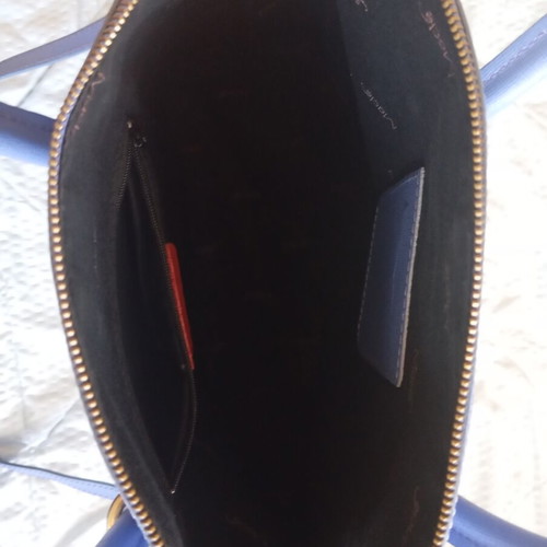 Macle Genuine Leather large blue shoulder bag