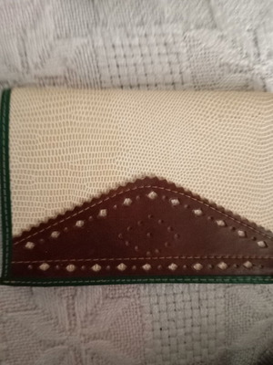 Wallets used, green with beige