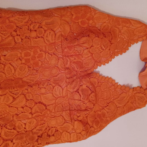 Evening formal dress new, orange guipure lace